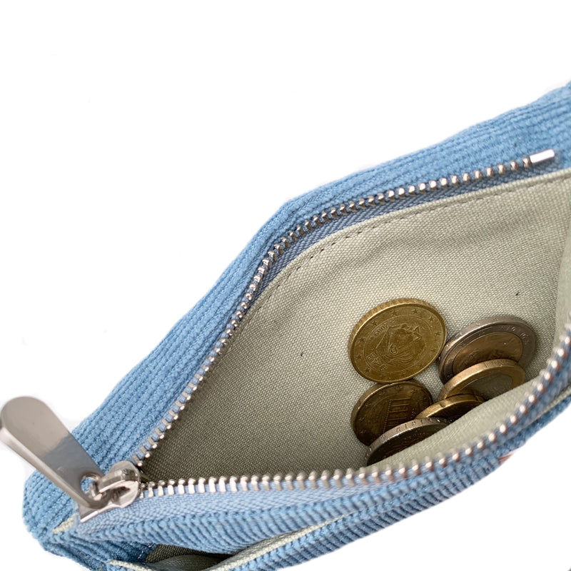 Mini Wallet - Baby Blue Rib Velvet